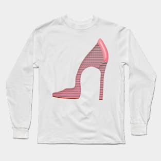 Pink and grey high heel shoe Long Sleeve T-Shirt